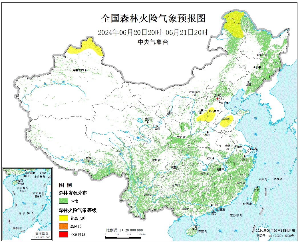 森林草原火險等級預報(20240620)